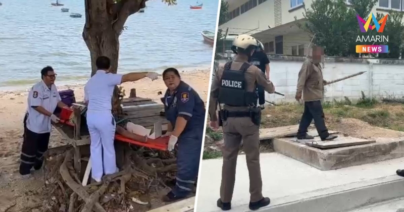 วุ่นทั้งชายหาด! หนุ่มคลุ้ม ตีหัวหญิงชราเลือดอาบ